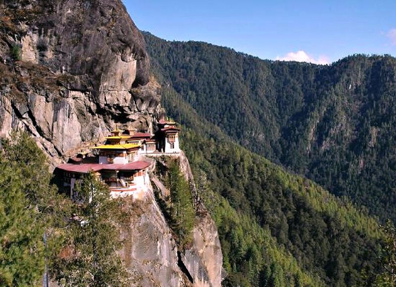 Monastery on Cliff — Green, Serene, Afternoon, Photograph
