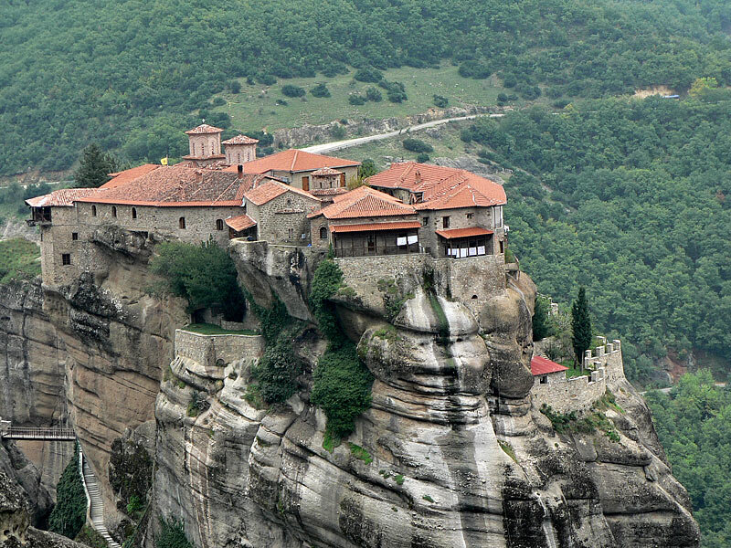 Monastery on Cliff — Green, Serene