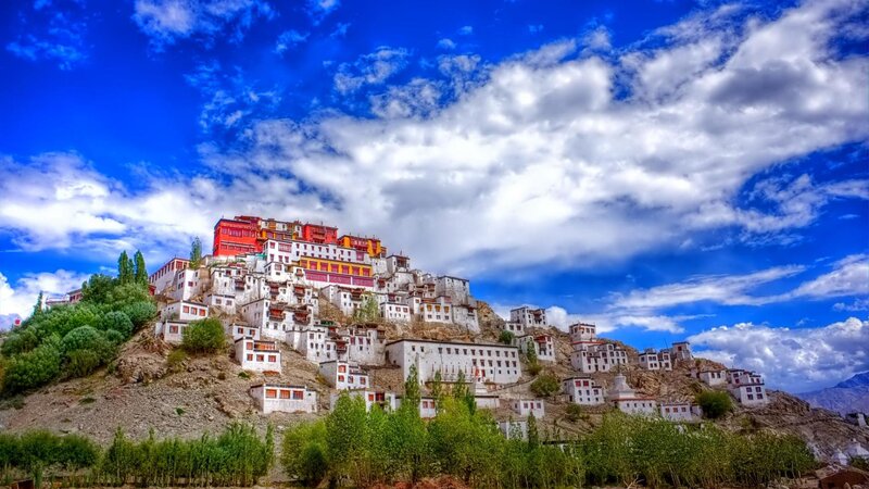 Monastery on Hillside — Blue, Dramatic, Afternoon