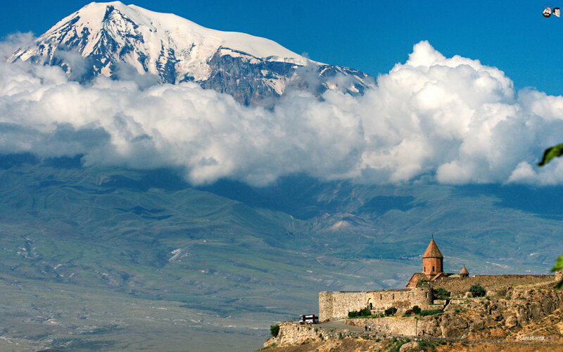Monastery on Hillside — Blue