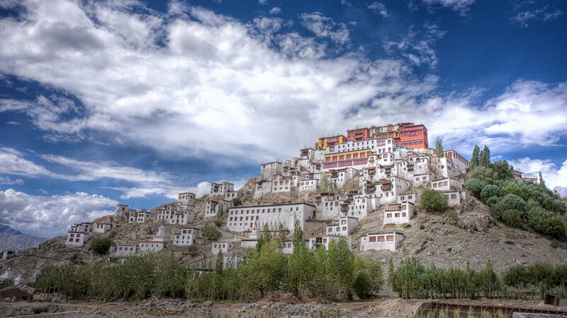 Monastery on Hillside — White, Dramatic