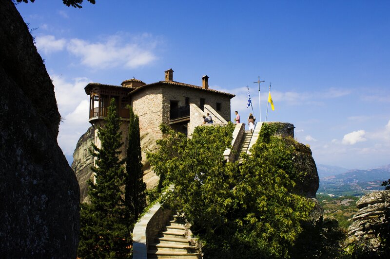 Monastery on Rock Cliff — Blue, Serene