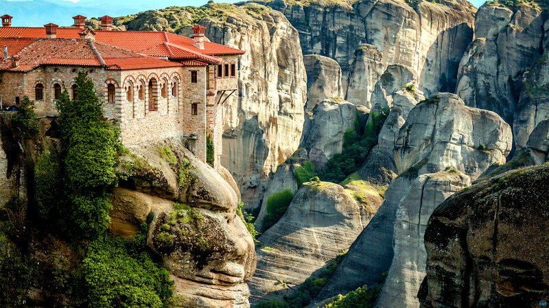 Monastery on Rock Cliff — Brown, Dramatic