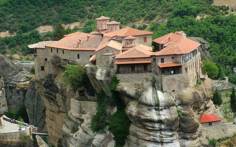 Monastery on Rock Formation — Brown, Serene