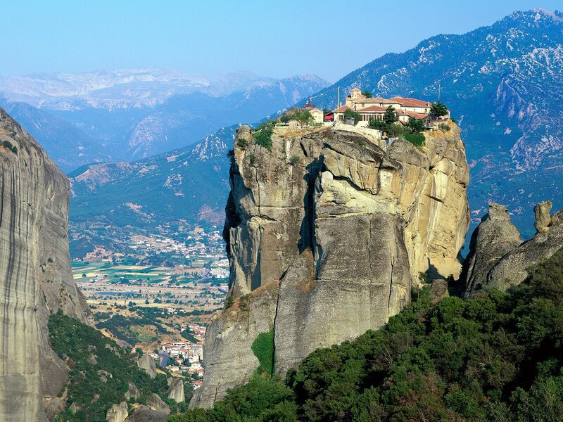 Monastery on Rock Pillar — Blue, Serene, Afternoon, Photograph