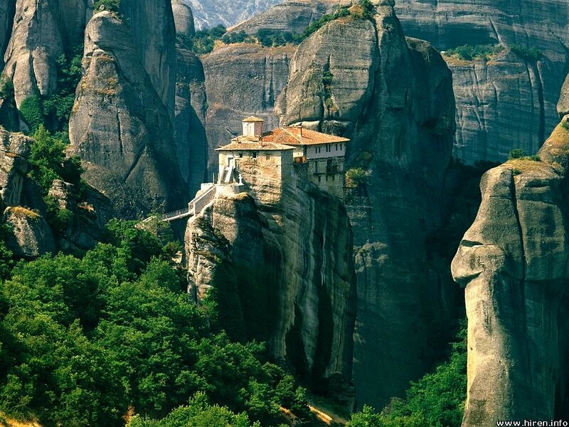 Monastery on Rock Pillar — Green, Dramatic, Afternoon, Photograph
