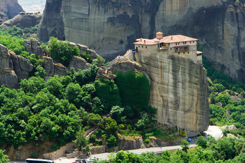 Monastery on Rock Pillar — Green, Serene