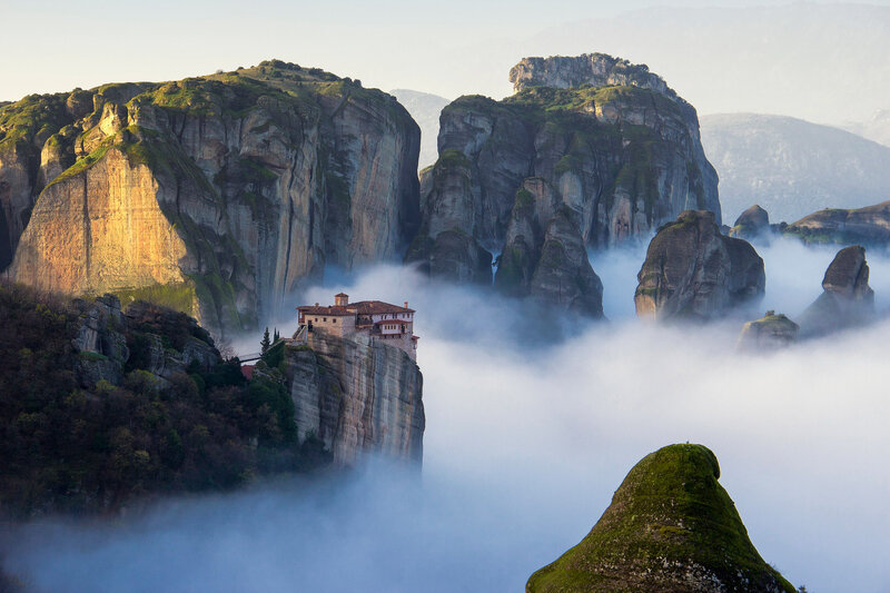 Monastery on Rock Pillar — White