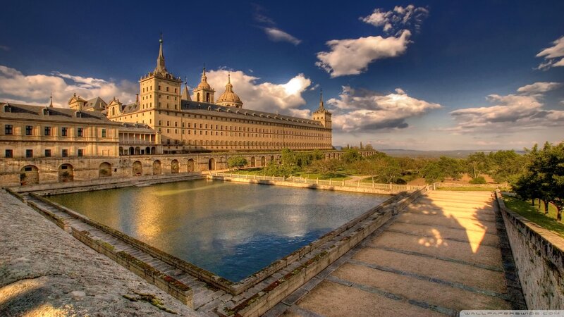 Monastery with Reflecting Pool — Blue