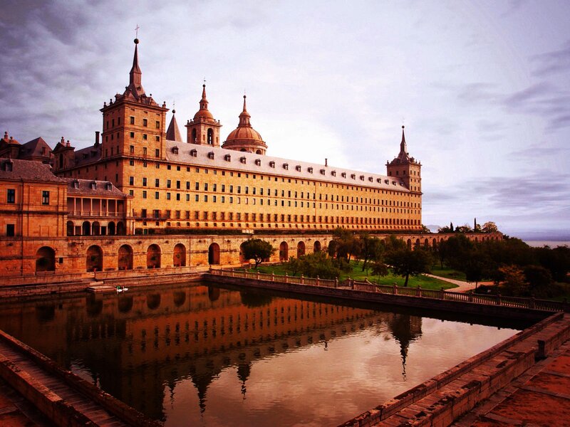 Monastery with Reflecting Pool — Brown, Serene