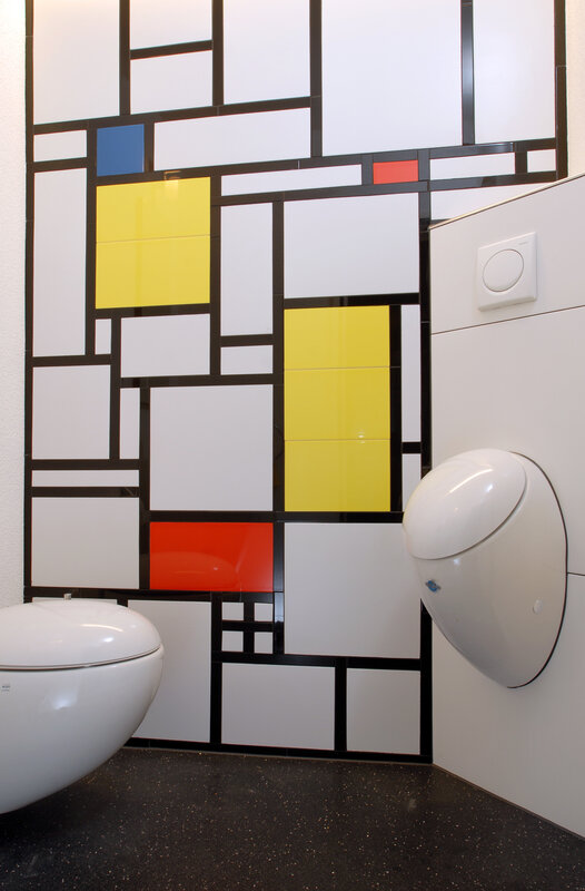 Mondrian-style bathroom wall
