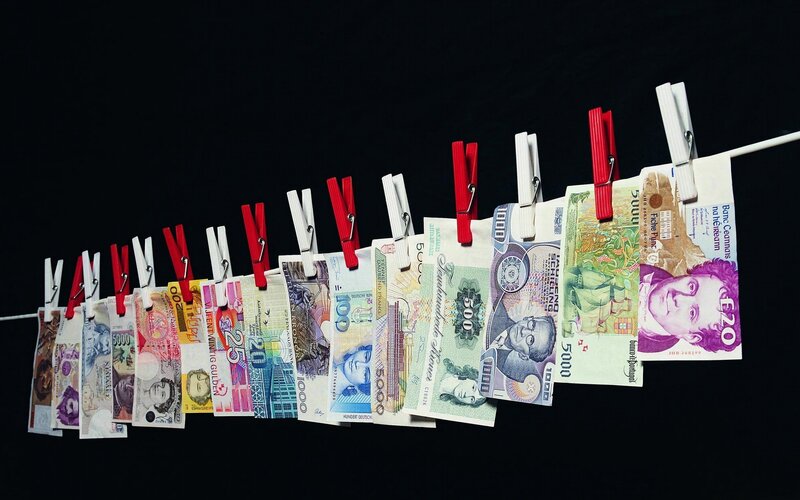 Money on a clothesline