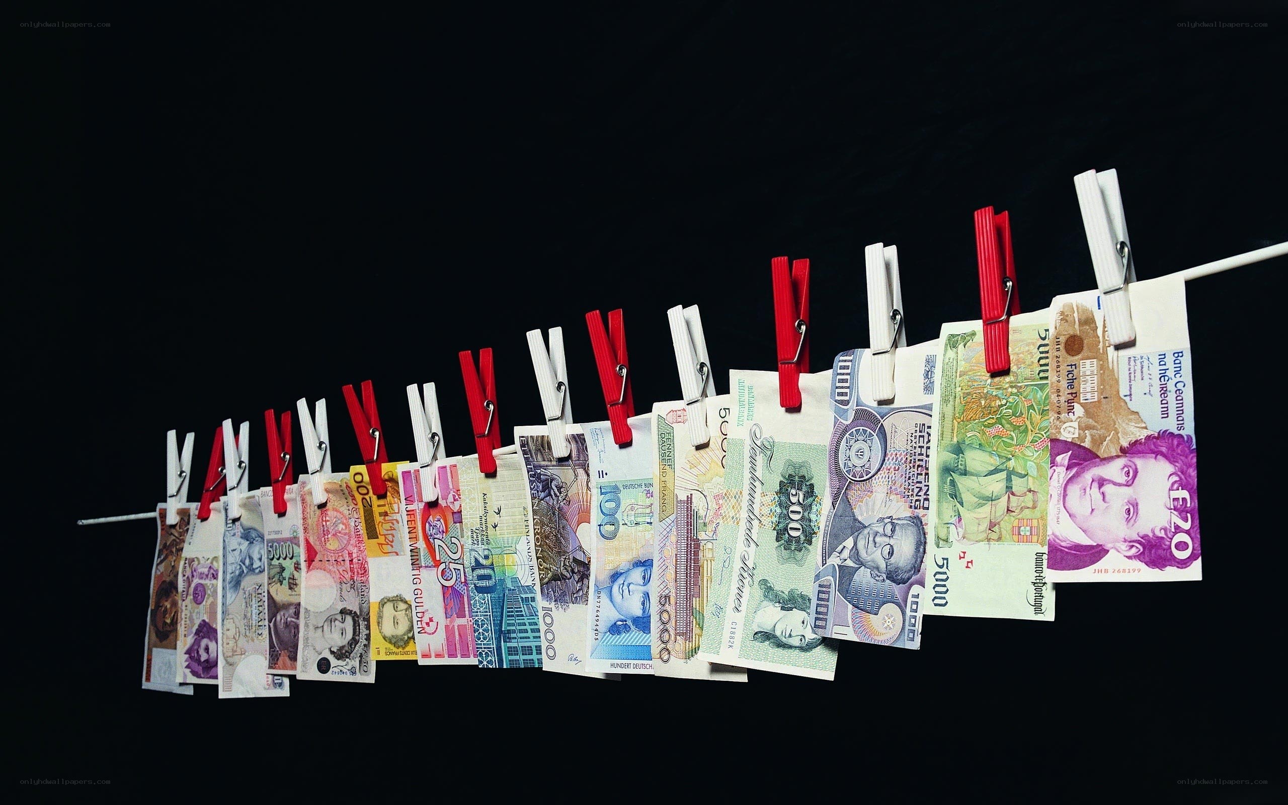 Money on a clothesline