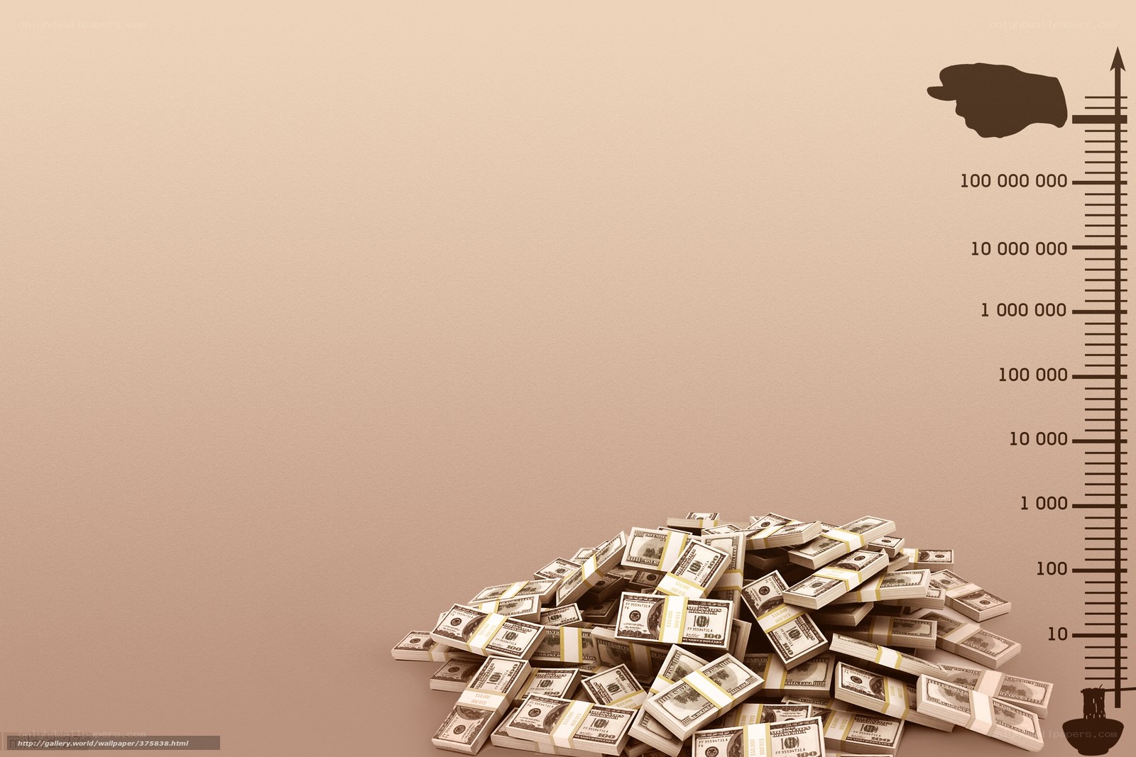 money pile with scale