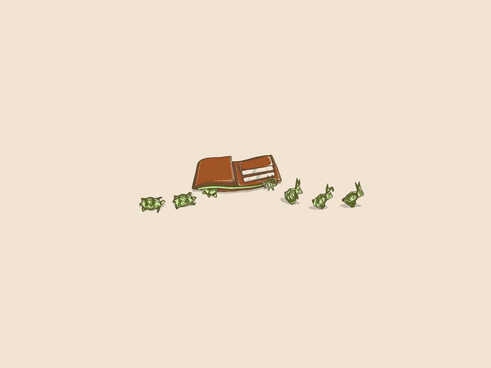Money rabbits escaping wallet