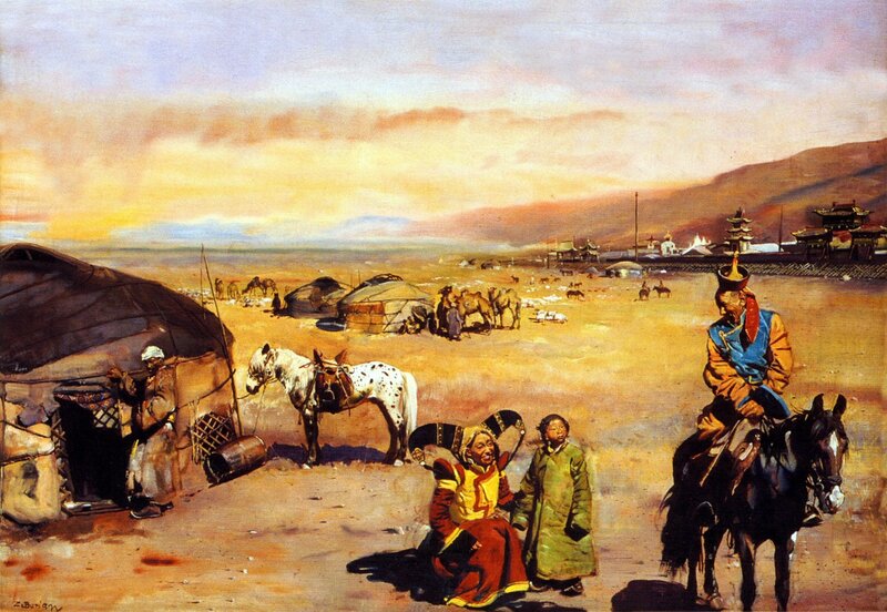 Mongolian Nomads in Steppe