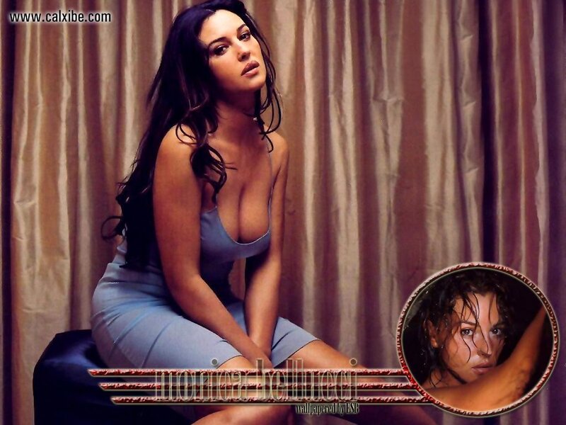 Monica Bellucci in a blue dress