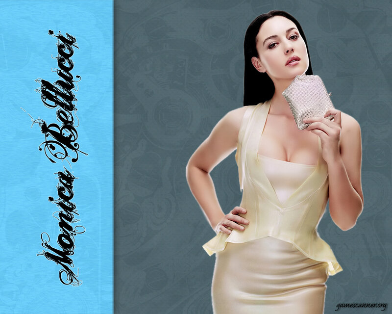 Monica Bellucci in a yellow dress