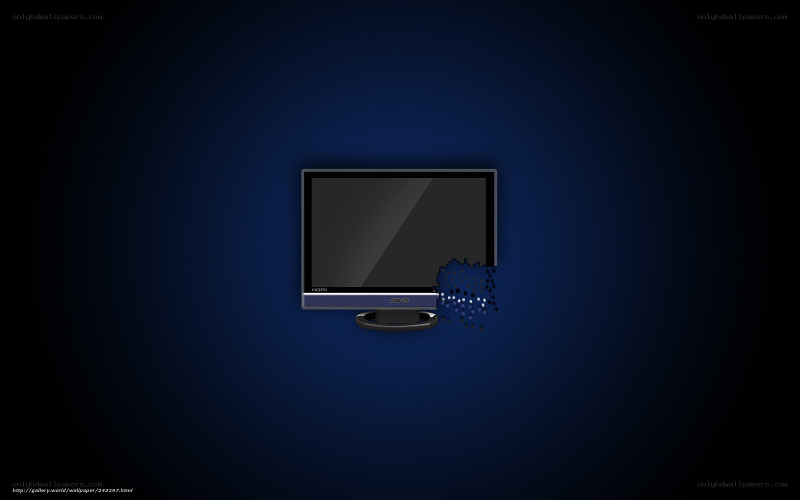 monitor with digital particles