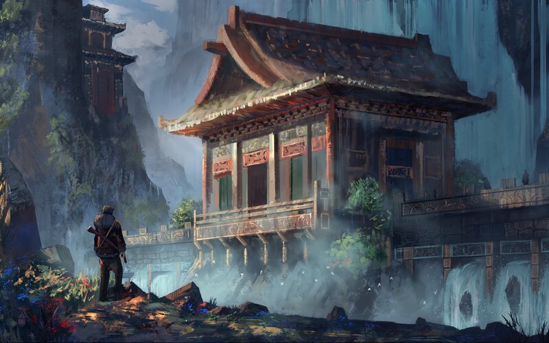 Monk at a mountain temple