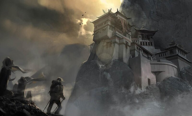 Monk at mountain temple