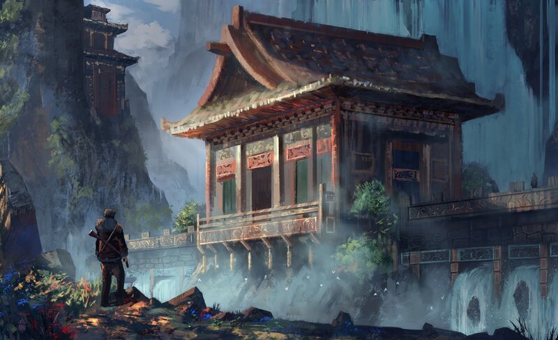 Monk at mountain temple