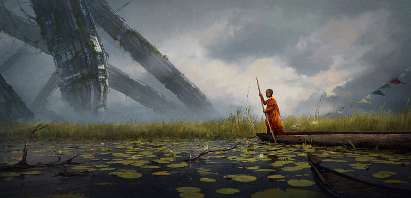 Monk in a Boat
