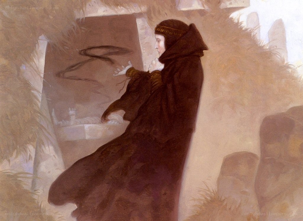 Monk in a cloaked robe