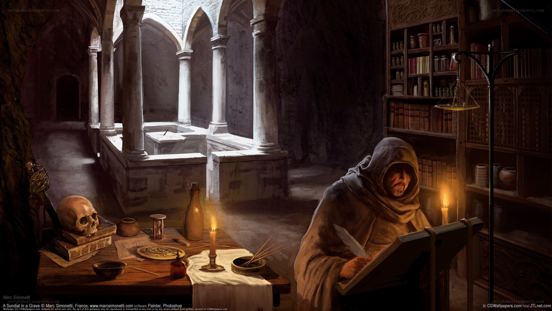 Monk in a Grave Sundial