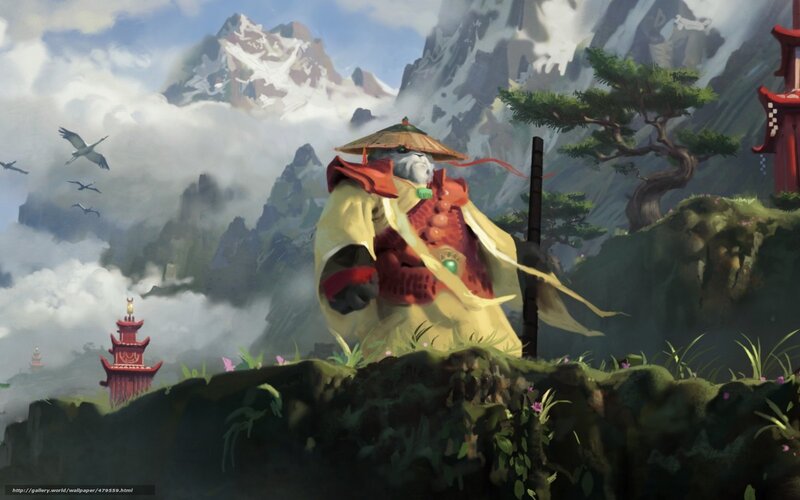 Monk on a mountain peak