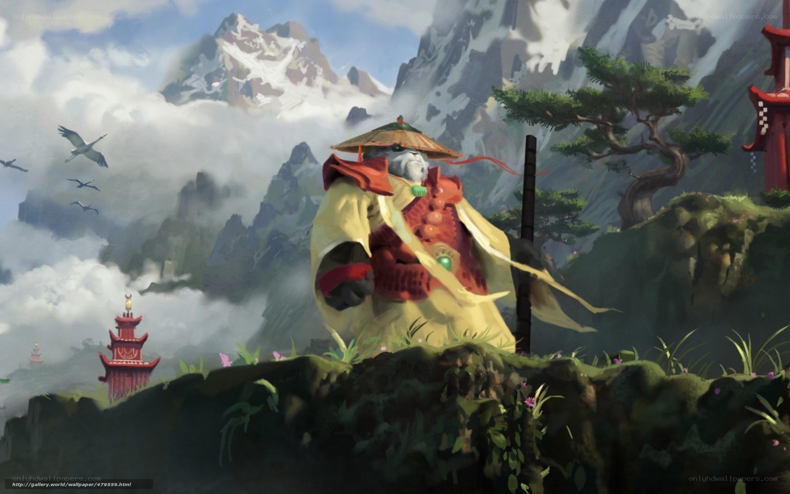 Monk on a mountain peak
