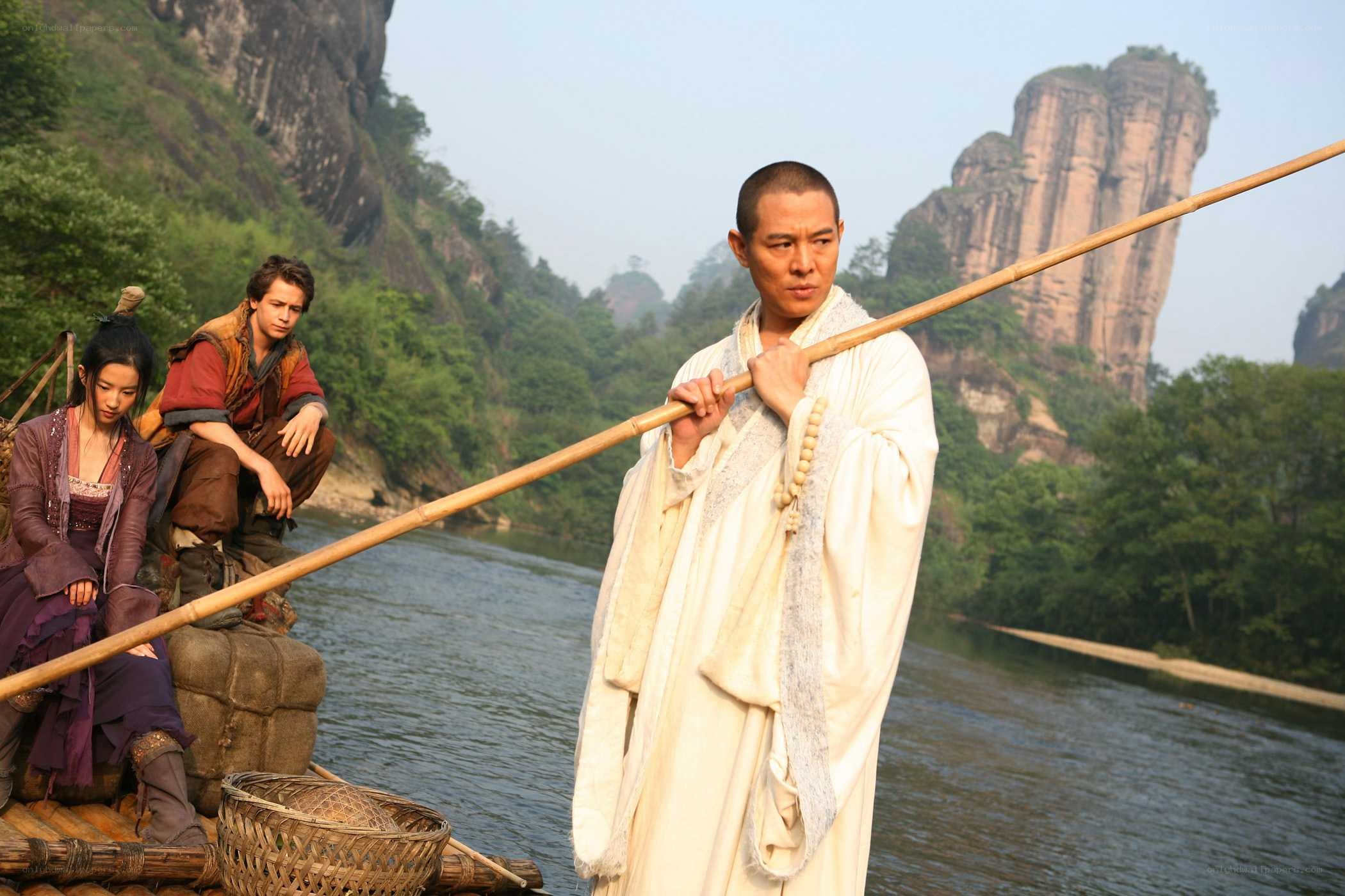 Monk on a river raft