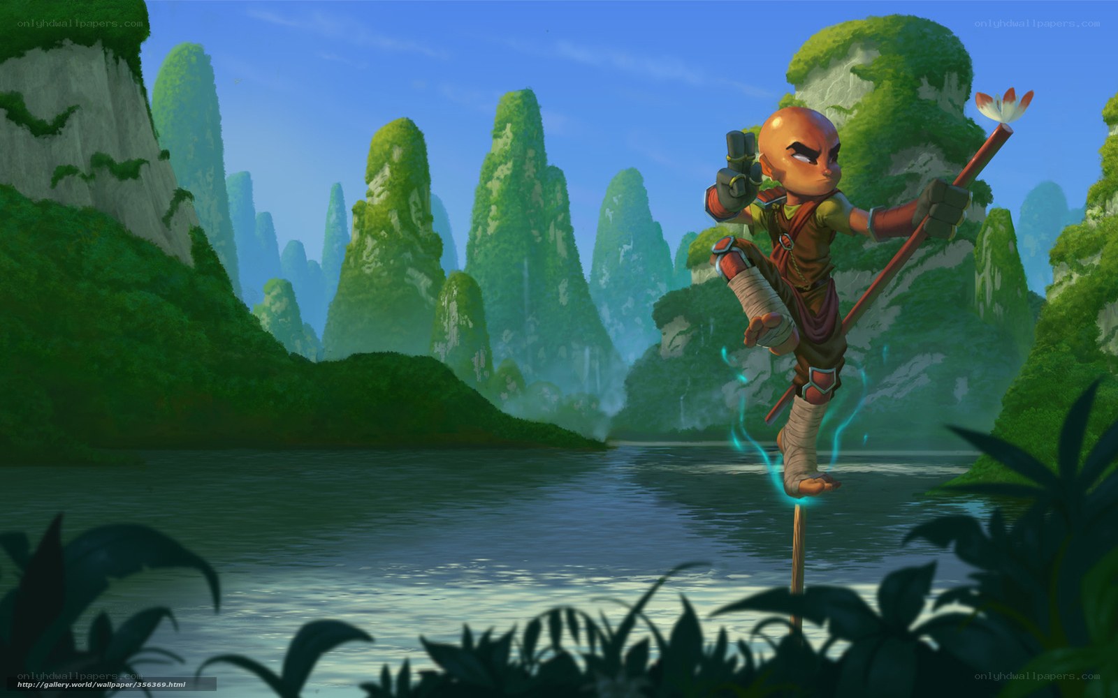 Monk on a staff in a jungle