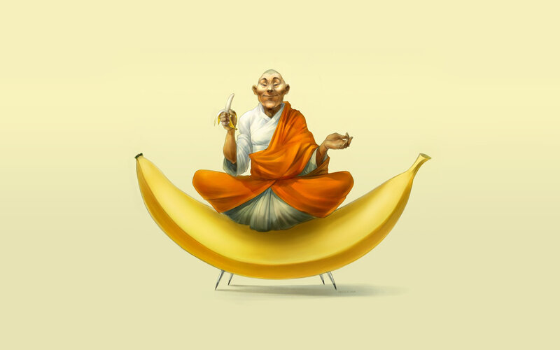 Monk on Banana — Yellow