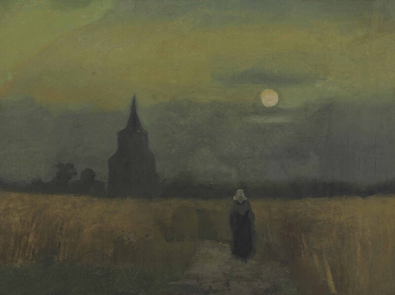 Monk Walking at Night