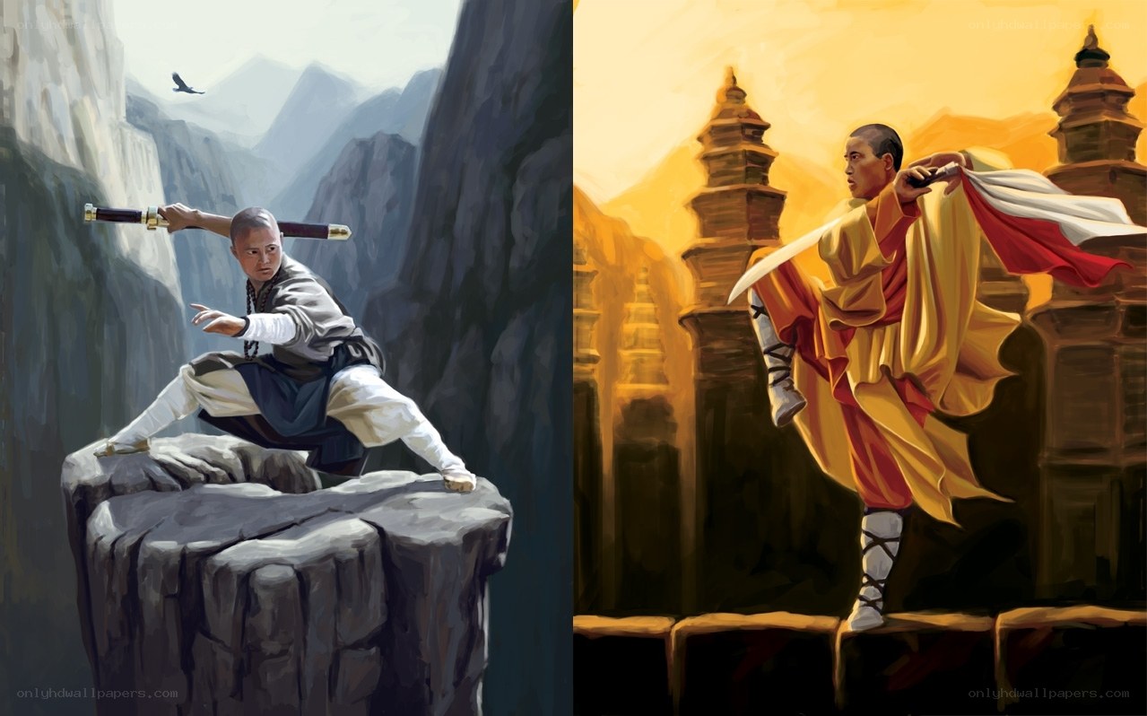 Monk warriors in action
