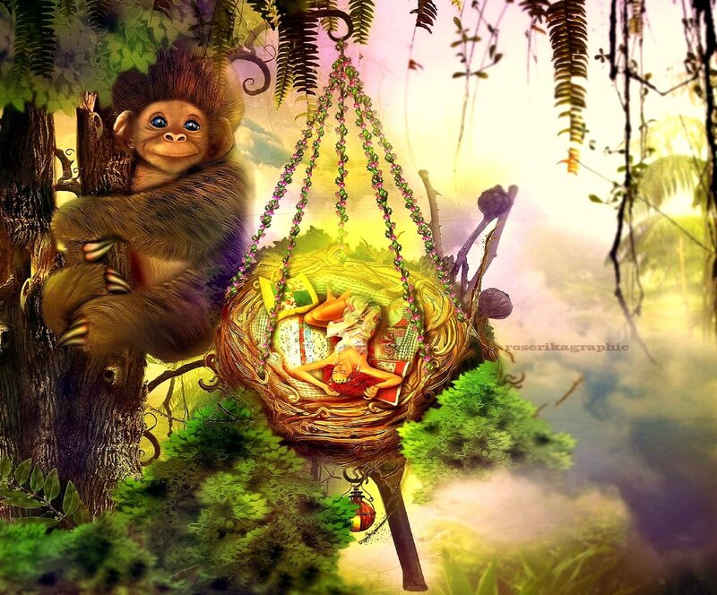 Monkey and Child in Nest