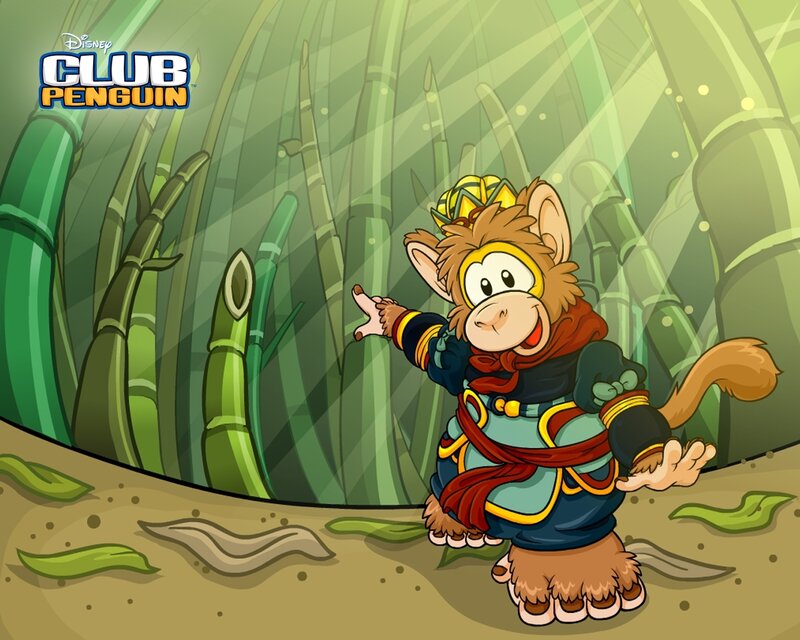 Monkey character in bamboo forest