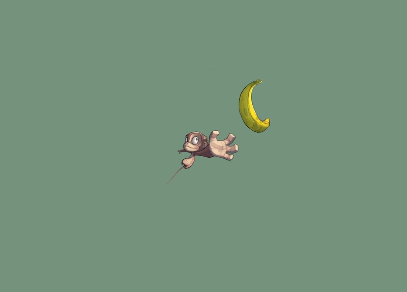monkey chasing a banana