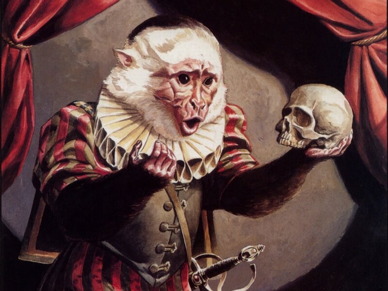 Monkey in a jester costume