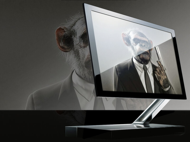 Monkey in a Suit with Gun