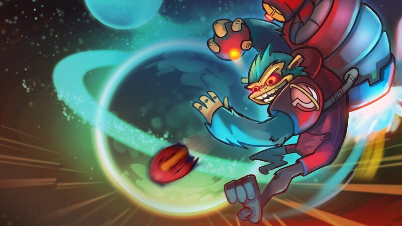 Monkey-like Character in Space — Blue