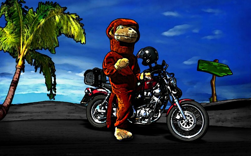 Monkey Mascot with Motorcycle