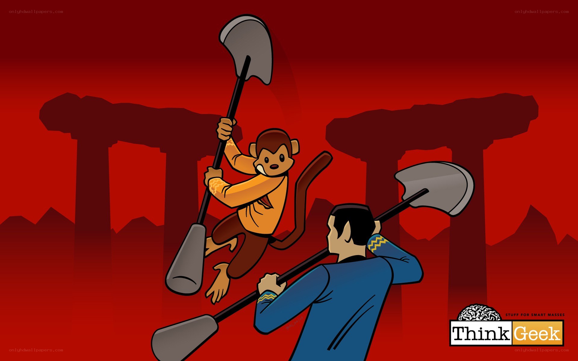 Monkey with a shovel attacks man