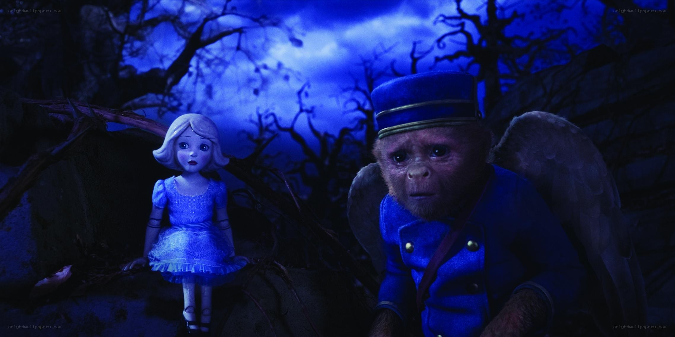 Monkey with doll in dark forest