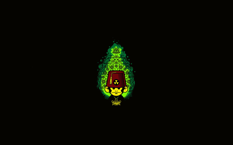 monkey with fez and symbols
