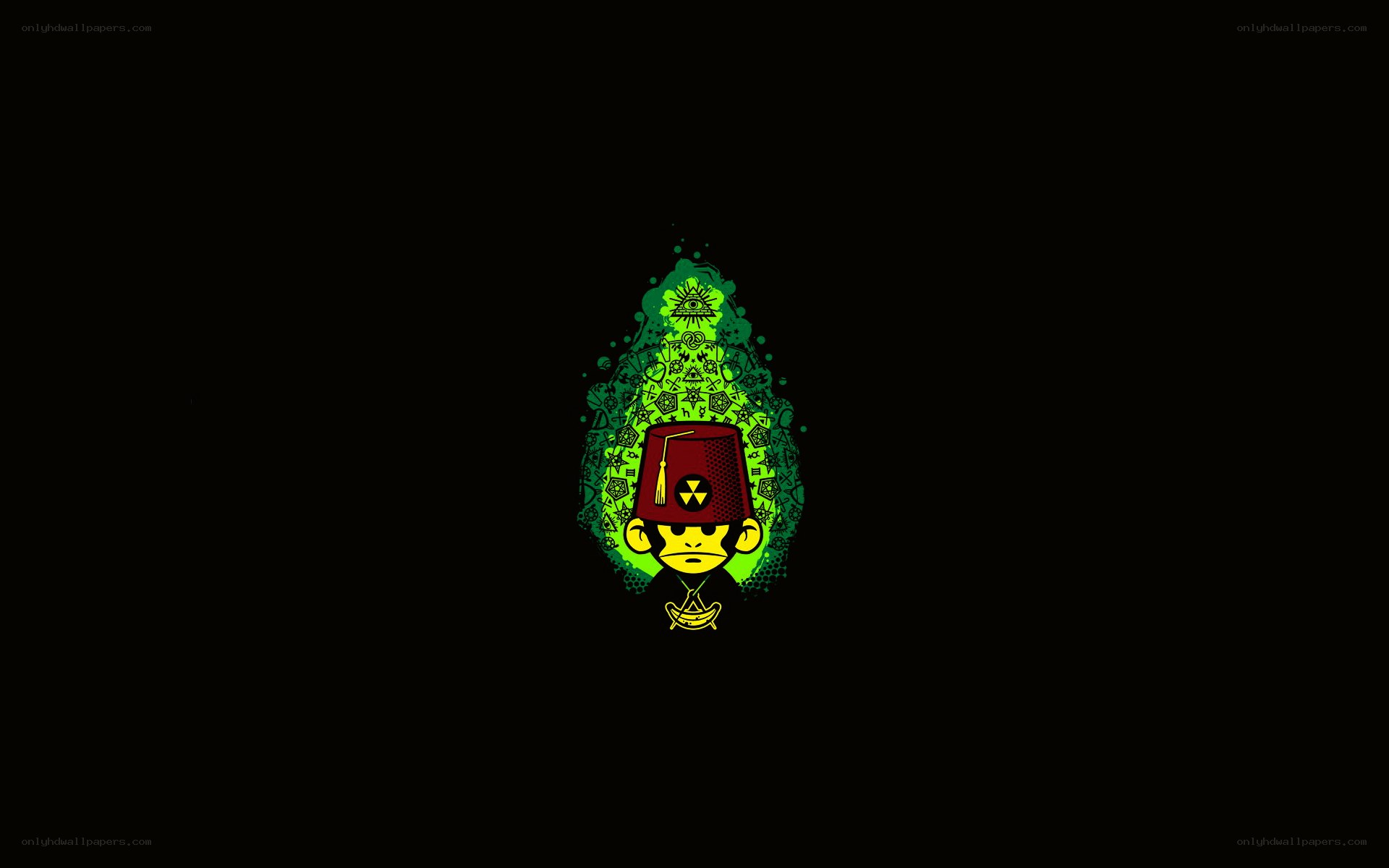 monkey with fez and symbols