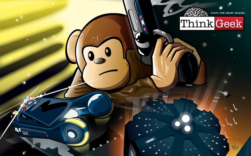 monkey with gun and police car
