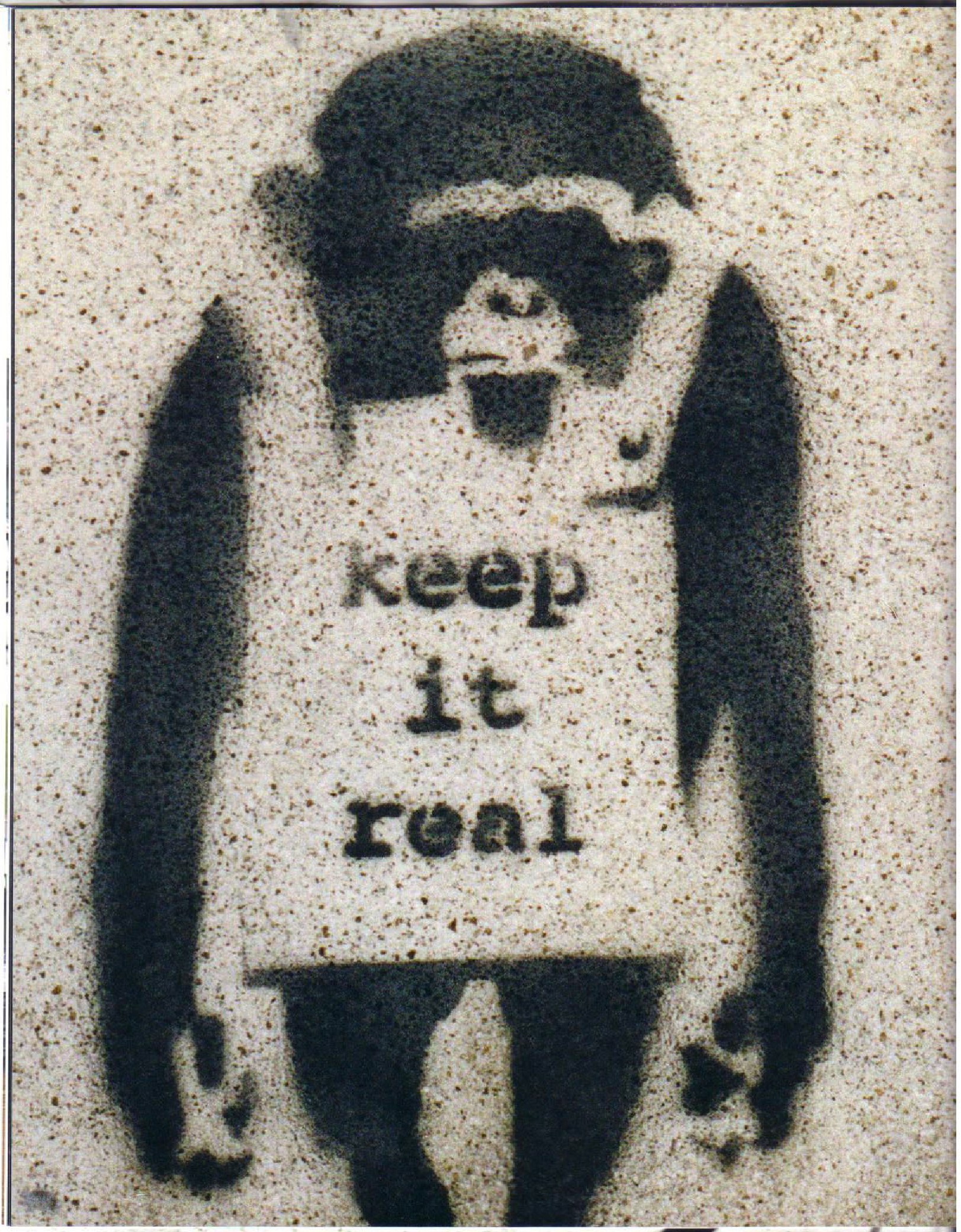 monkey with 'keep it real' text