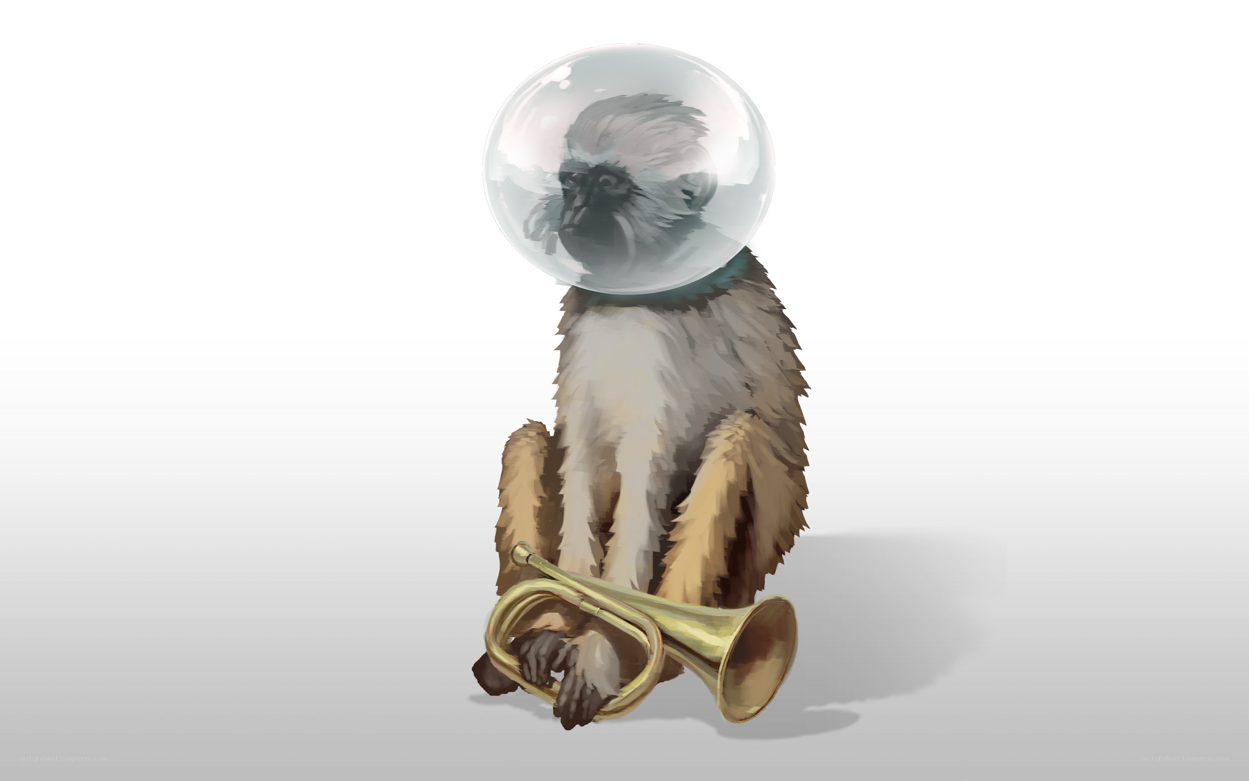 monkey with trumpet and helmet